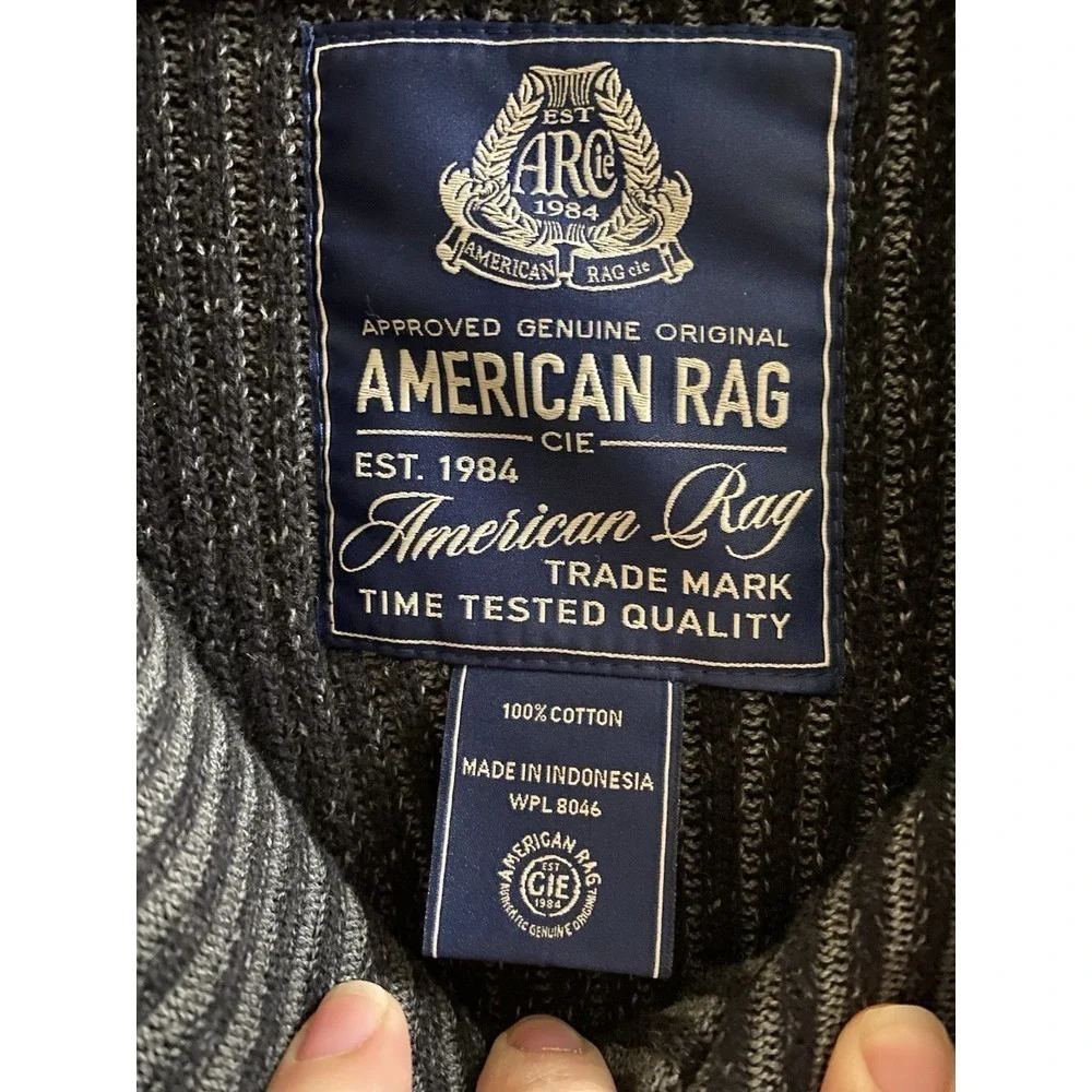 American Rag Mens Cowlneck Sweater Size XXL Black Cotton Stretch Pullover Twill